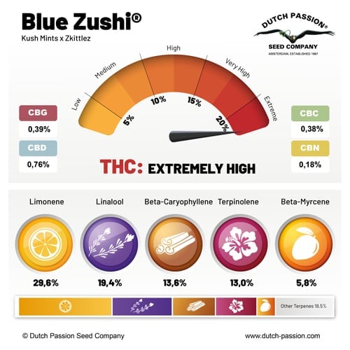 Blue Zushi cannabinoid and terpene profile